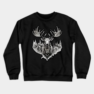 Elk deer nature Scandinavian forest Crewneck Sweatshirt